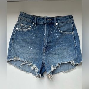 New, never worn Zara rhinestone denim shorts
